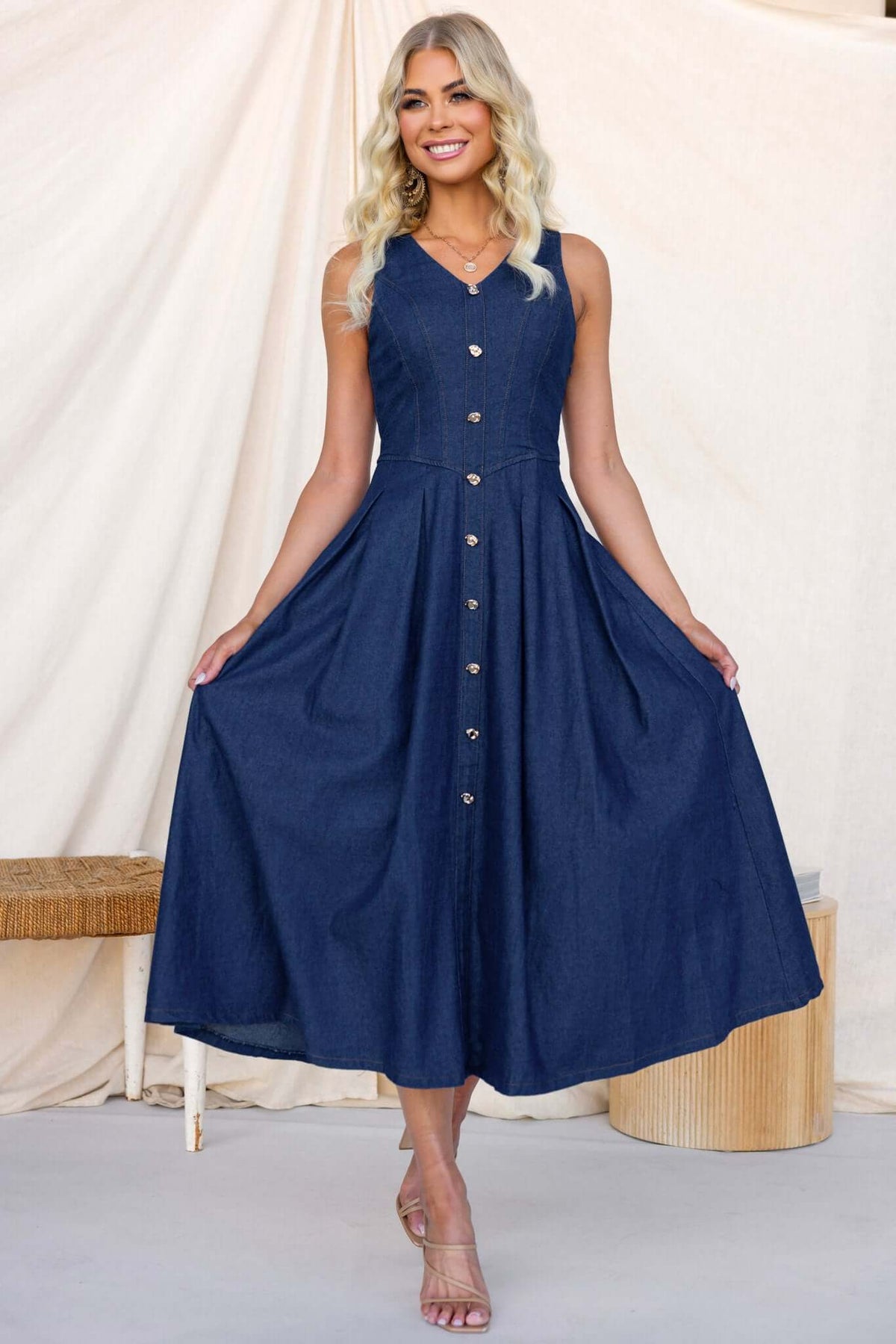 Nottie Denim Midi Dress