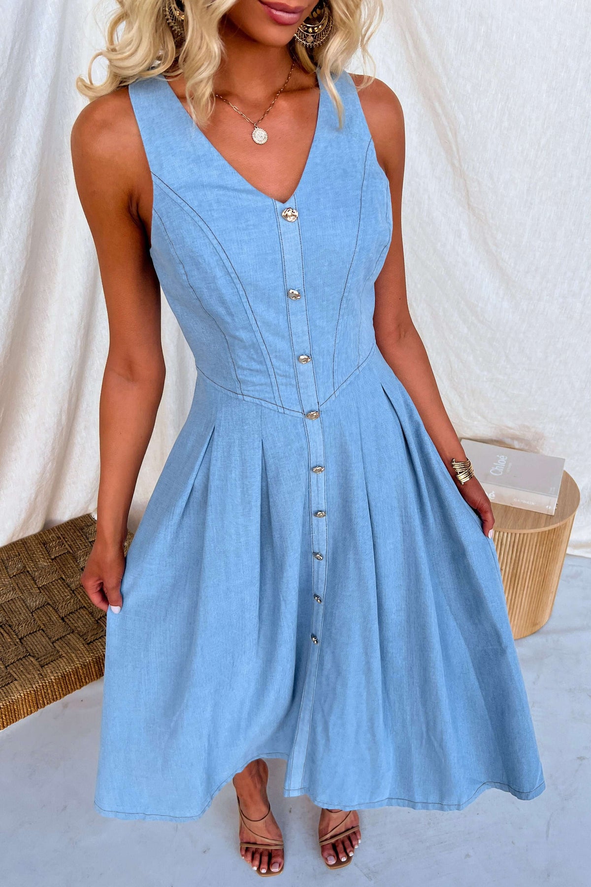 Nottie Denim Midi Dress