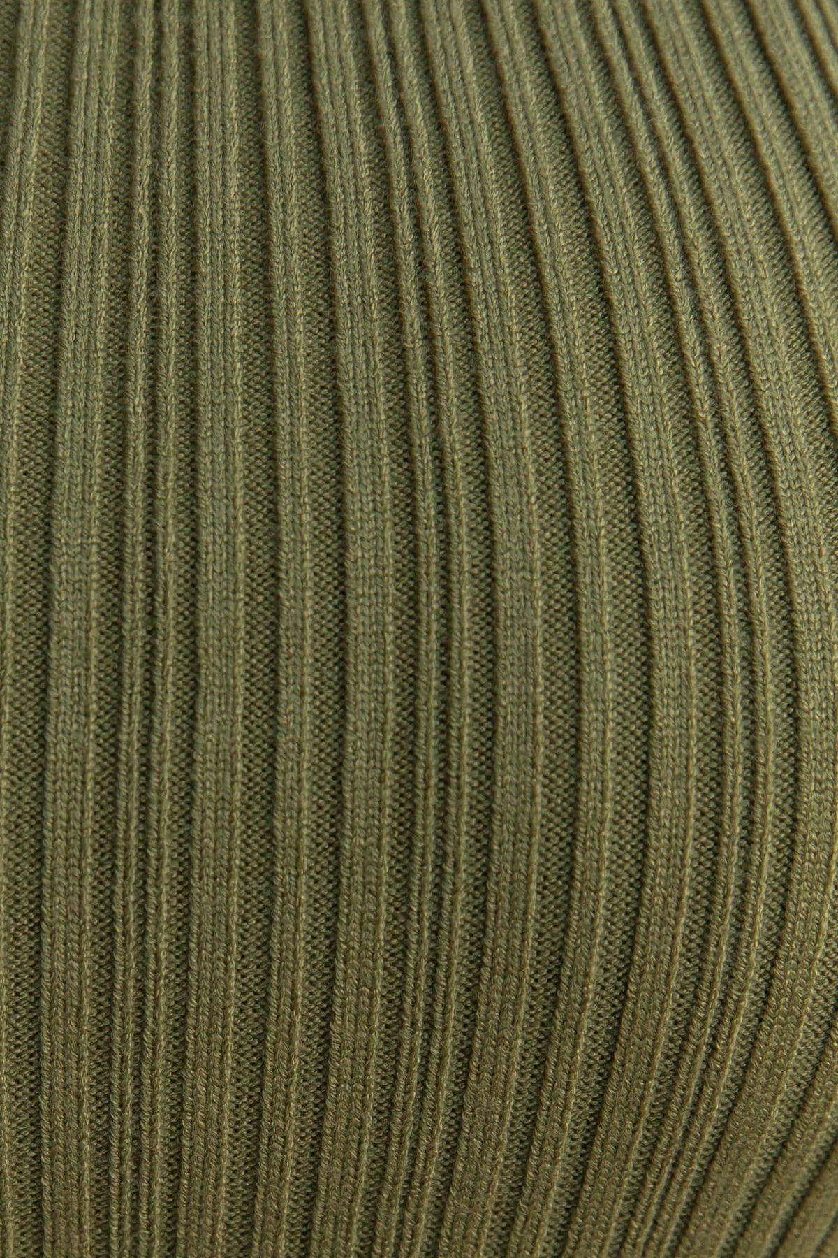 Ribbed knit texture in olive green, showcasing stretch material ideal for a fashionable top.