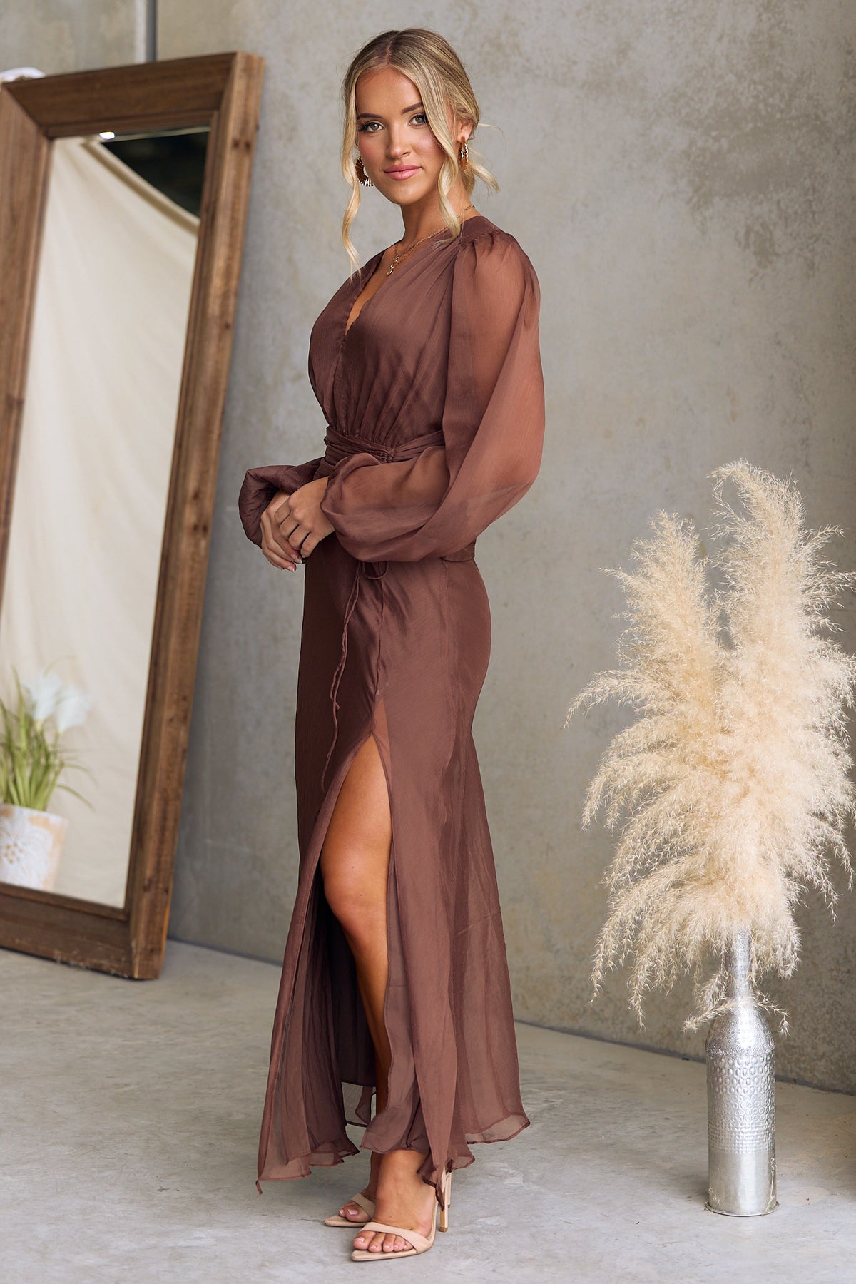 jovie silk dress Jovie Charming One Shoulder Tea Length Satin Mother of the Bride Dresses, Taupe