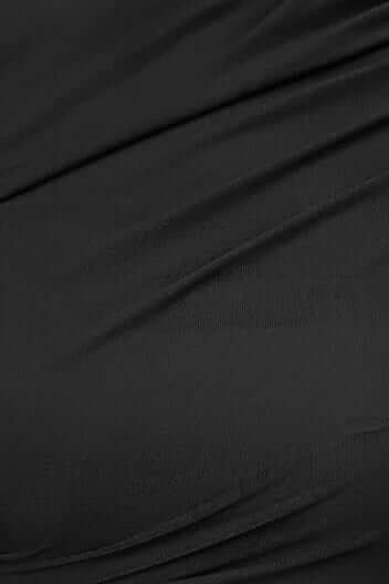 Close-up of black fabric texture of the Zenallo Midi Dress, showcasing stretch mesh material.