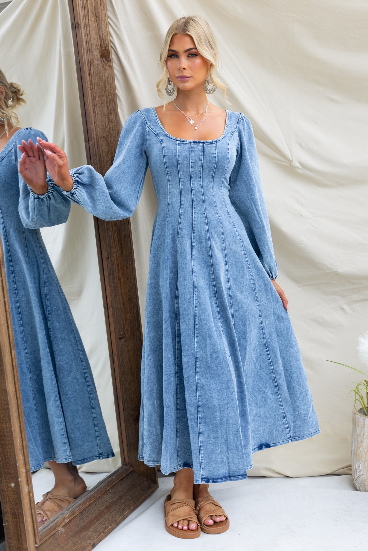 Yeva Denim Midi Dress