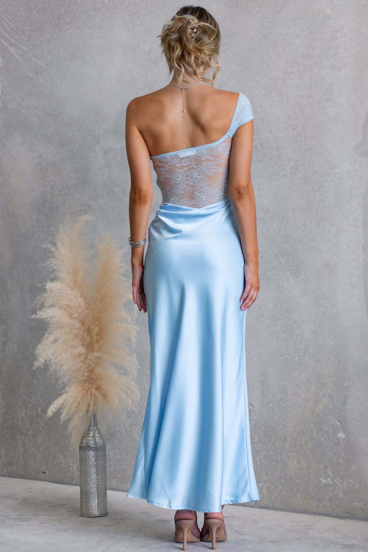 opal bridesmaid dresses Bridal Ivory Satin Column Strapless Opal Maxi Dress