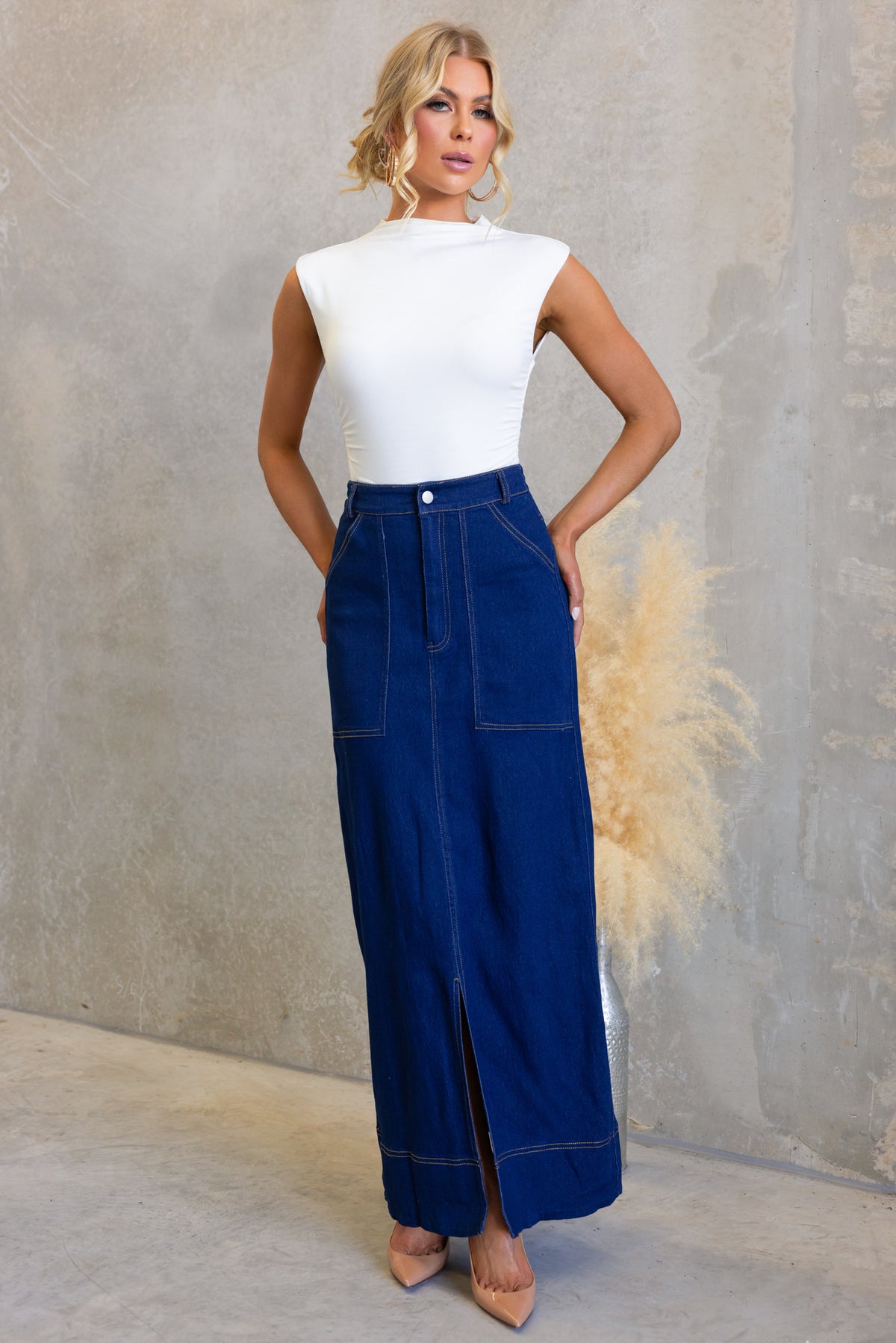 True Denim Maxi Skirt