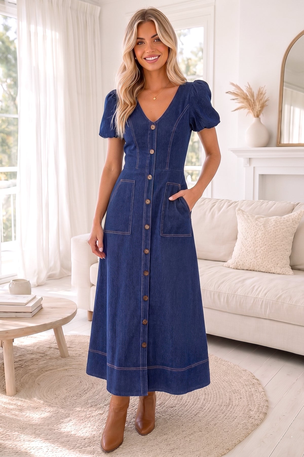 Carried Away Denim Maxi Dress