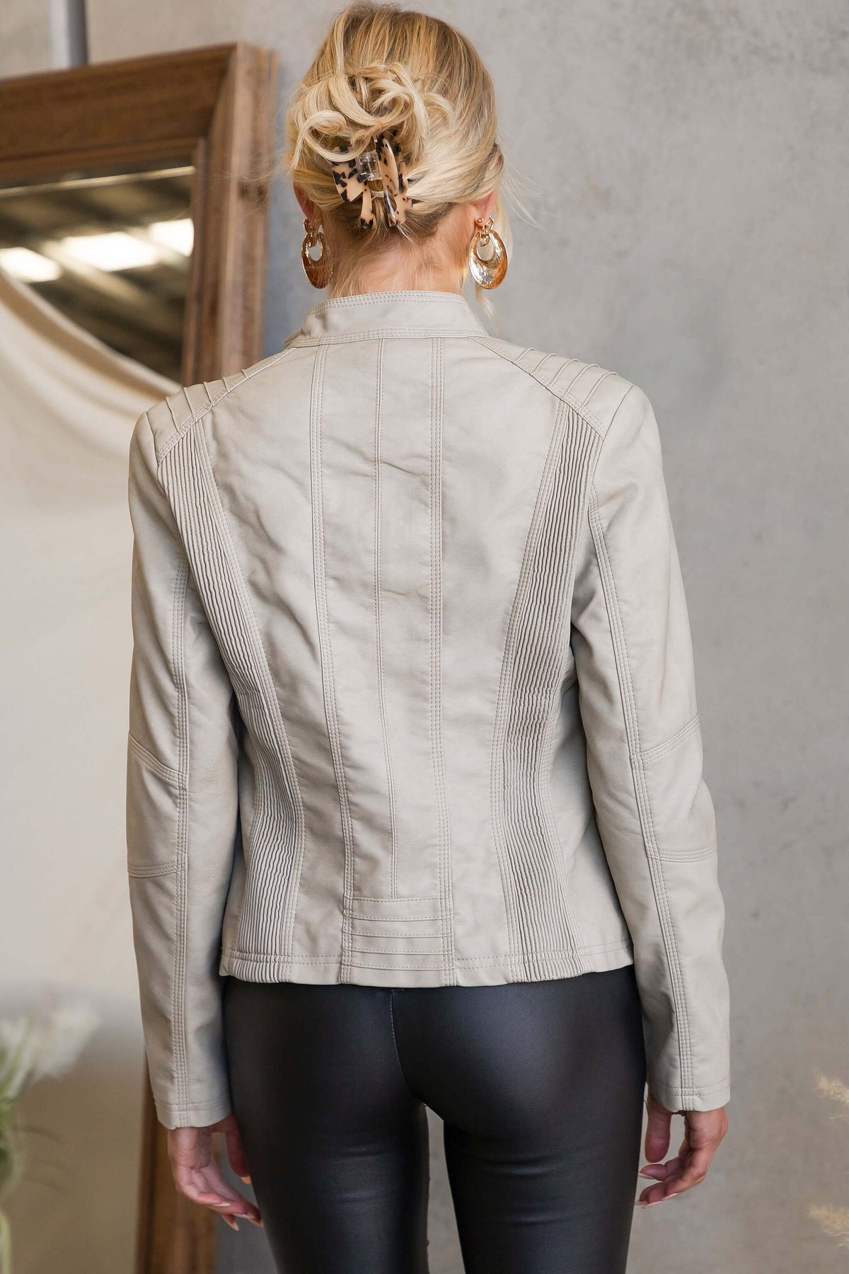 Back view of the Are You Ready Jacket highlighting textured details and stylish fit.