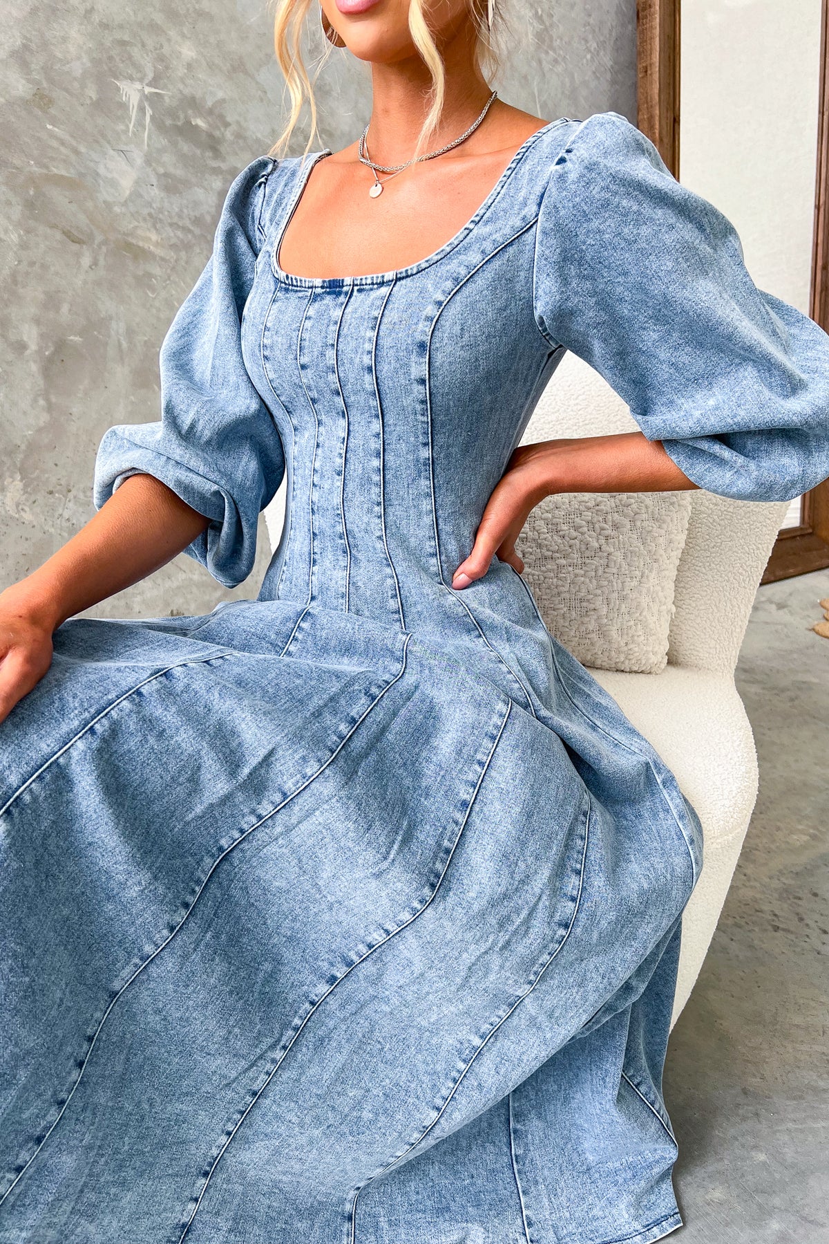 Yeva Denim Midi Dress