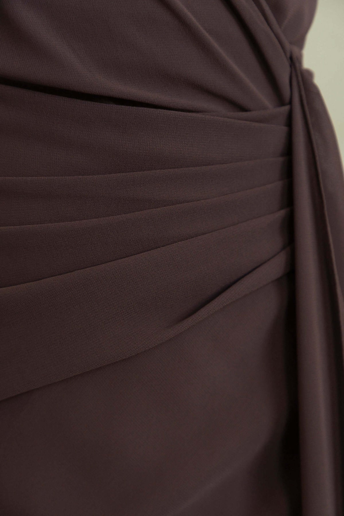 Close-up view of draping material of Valmont Maxi Dress showcasing detailed texture.