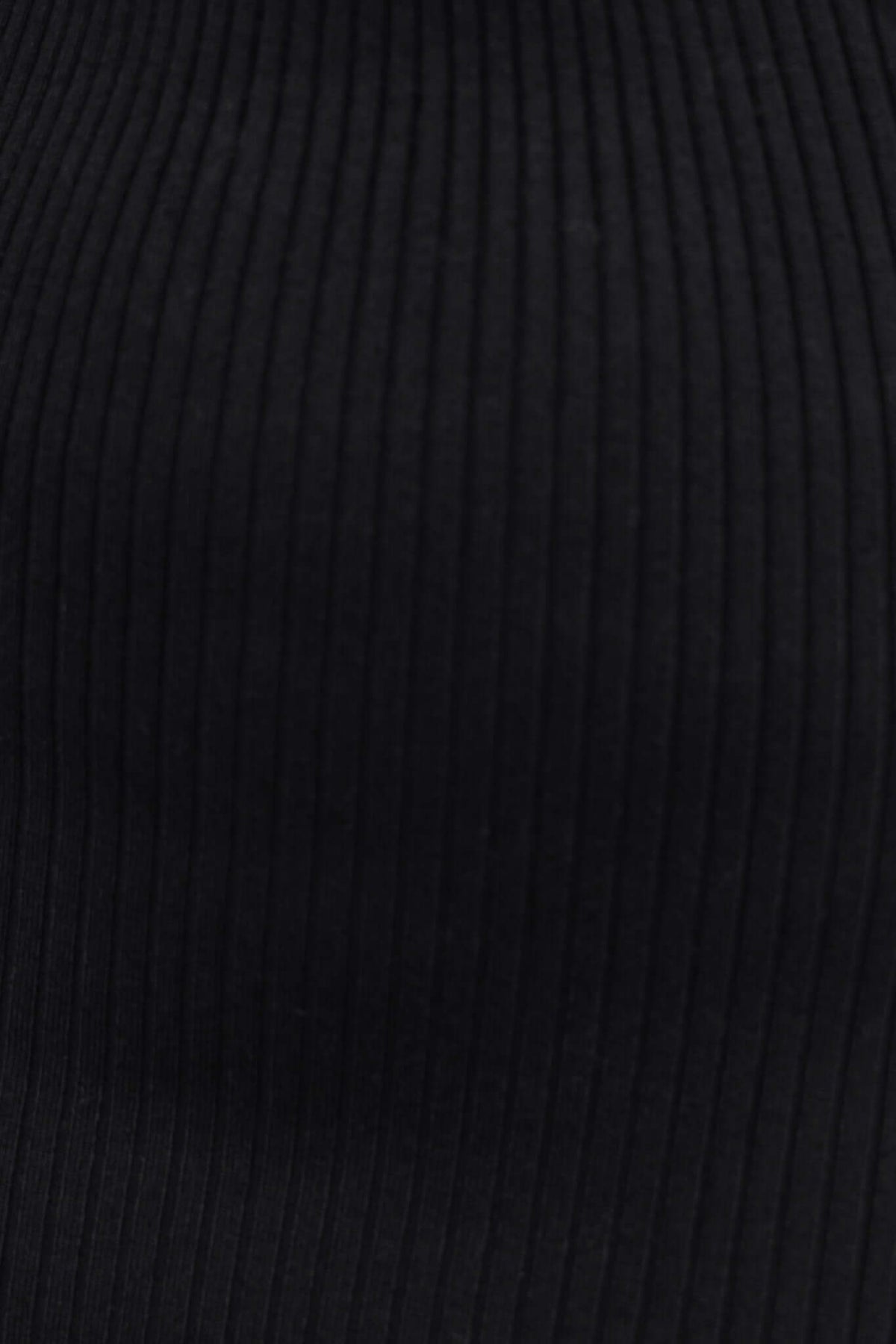 Close-up of black ribbed knit fabric, showcasing texture and stretch, ideal for a stylish midi dress.