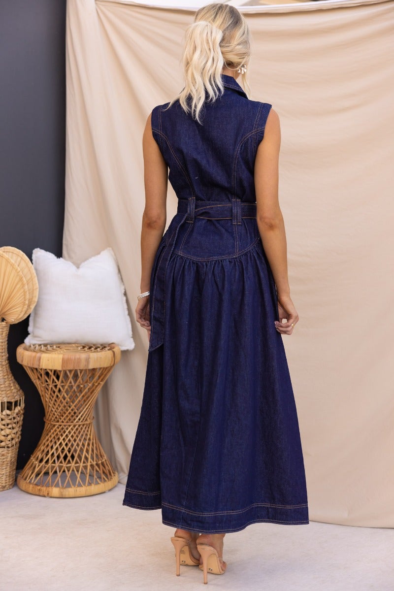 denim maxi dress australia Tamara Maxi Dress - Med Denim