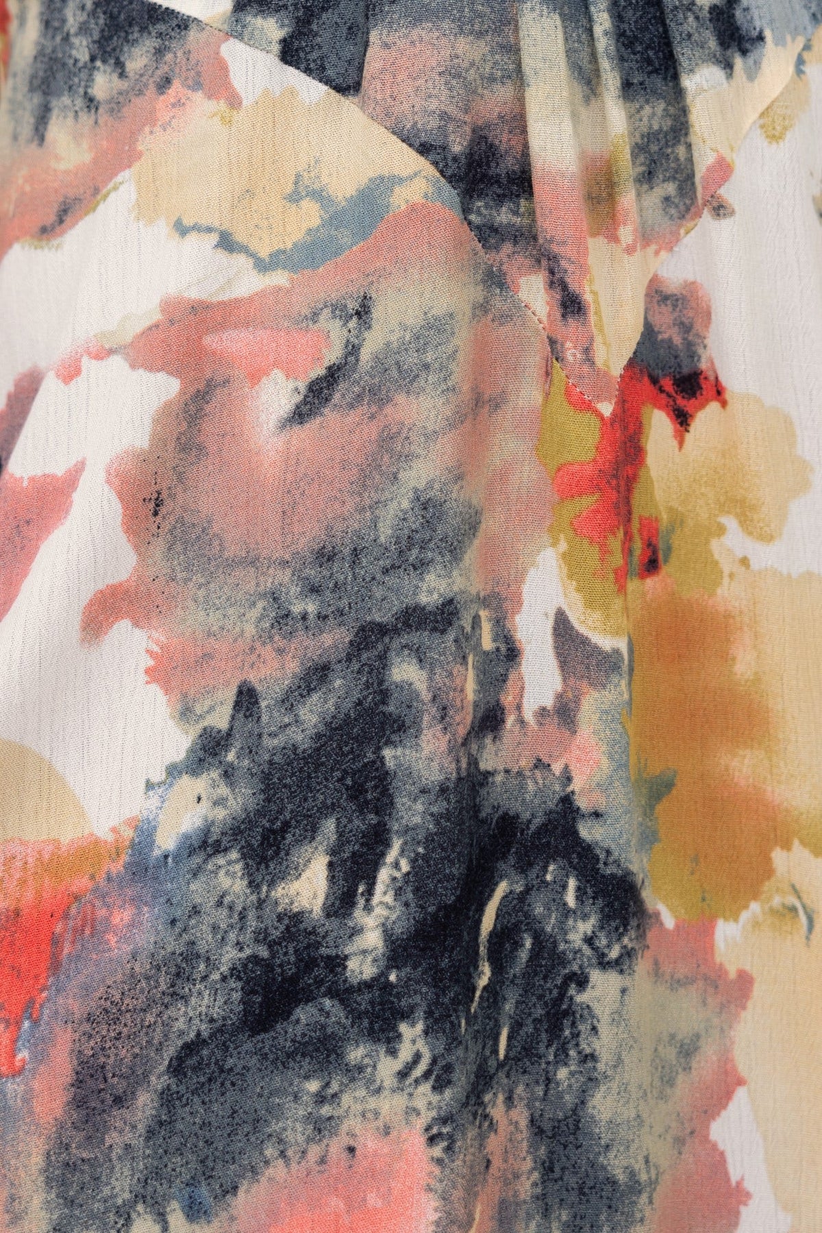 Close-up of the multi-colour print pattern on the Dillard Maxi Dress, showcasing vibrant hues and texture.