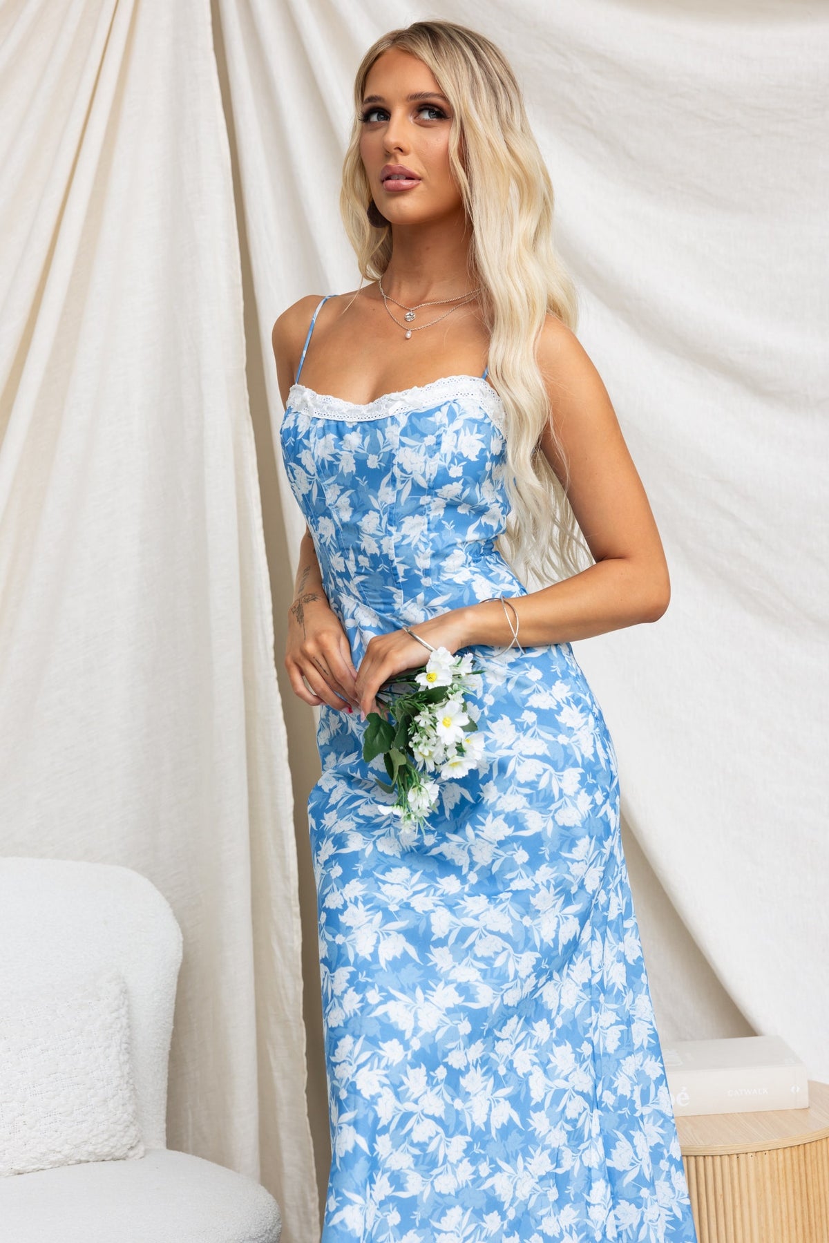 Blue Bridesmaid Neutral Floral Bridesmaid Dresses Girls 3D Floral