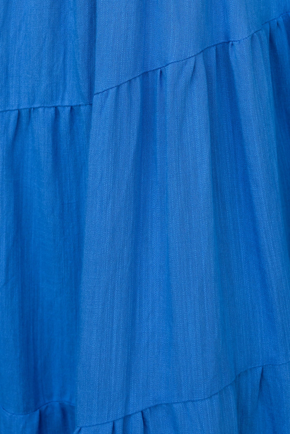 Close-up of blue textured fabric from a Panama Midi Dress, featuring layered detailing and soft linen look.