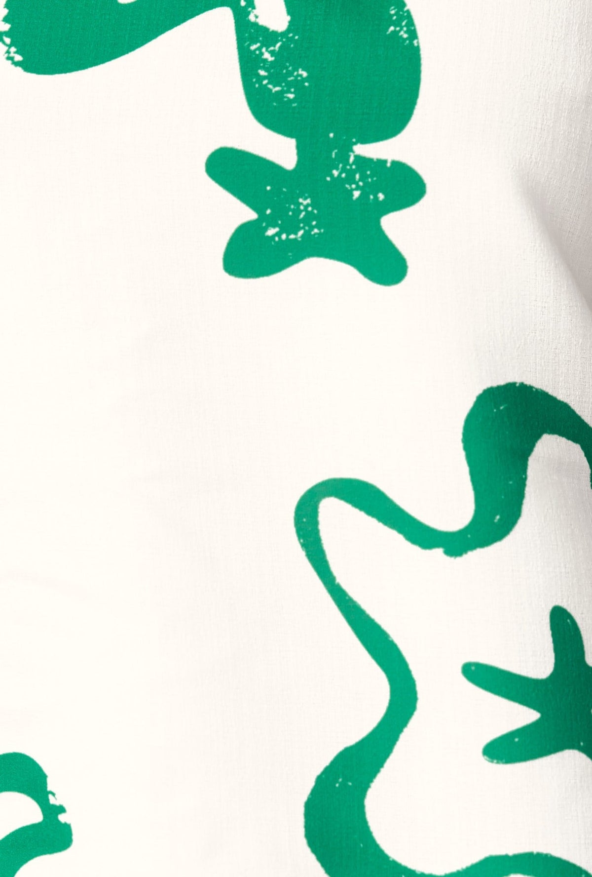 Close-up of green floral print fabric featuring a playful design, ideal for the Persia Top.