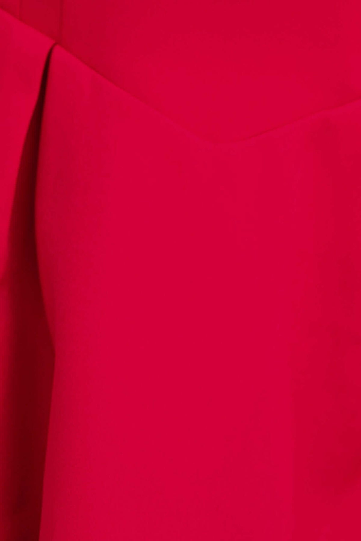 Close-up of vibrant red fabric from the Franklin Dress, showcasing its smooth texture and elegant drape.