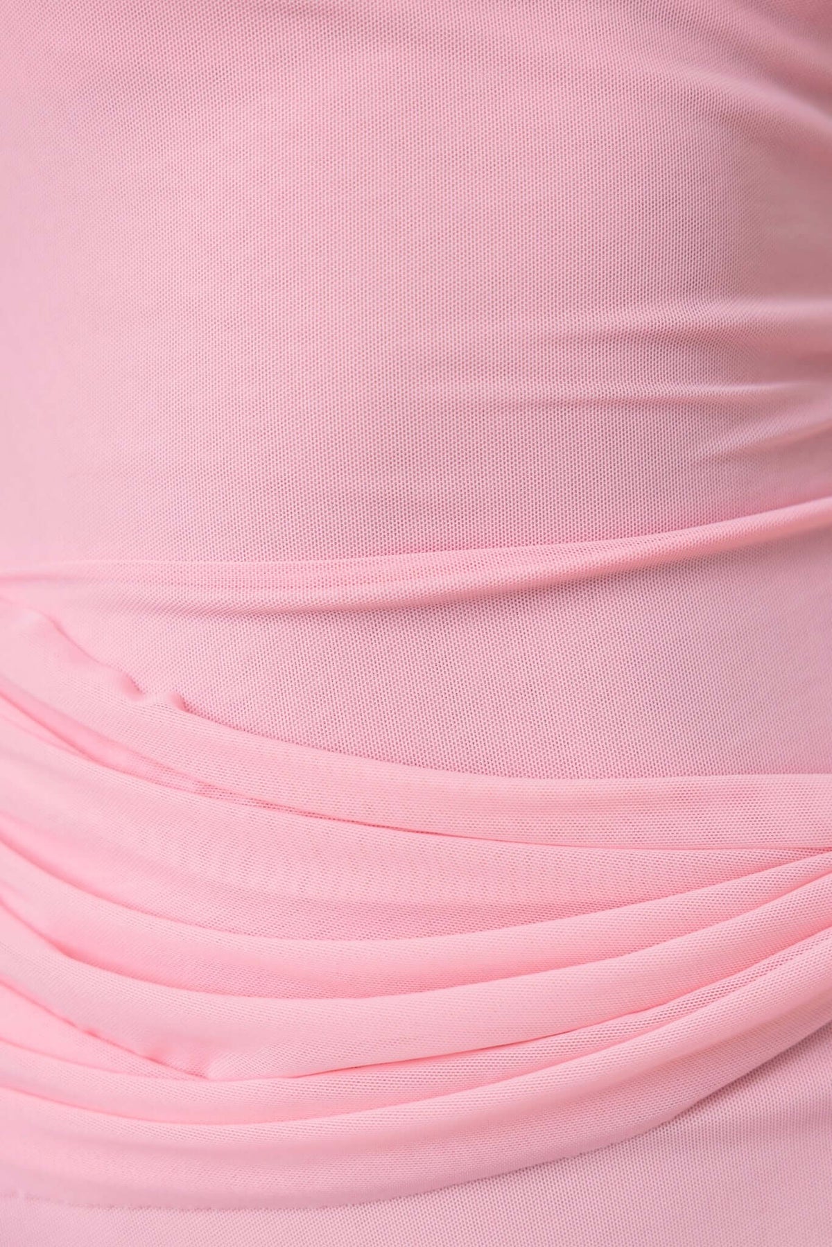 Karter Maxi Dress close-up of soft pink draping material, showcasing the elegant design and comfortable stretch.