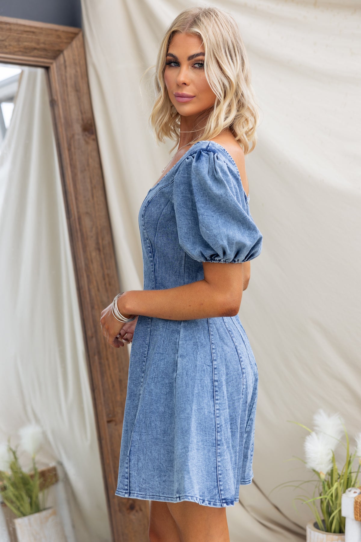 Kirk Denim Dress - Stylish Stretch Denim Amaroso Boutique Kirk Denim Dress - Stylish Stretch Denim Amaroso Boutique